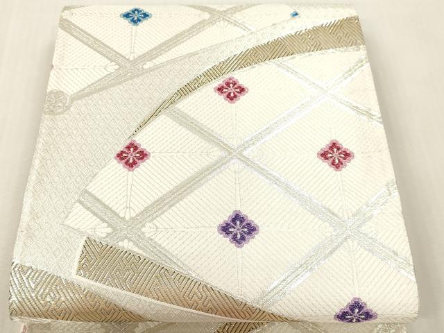 平和屋本店▼六通柄袋帯　九百錦　花菱文　本金箔　正絹　逸品　DABI4857sf