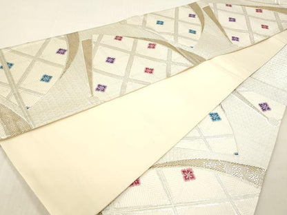 平和屋本店▼六通柄袋帯　九百錦　花菱文　本金箔　正絹　逸品　DABI4857sf