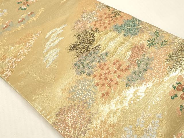平和屋本店▼佐賀錦　六通柄袋帯　風景草花文　本金二重箔　正絹　逸品　DABI4860sf