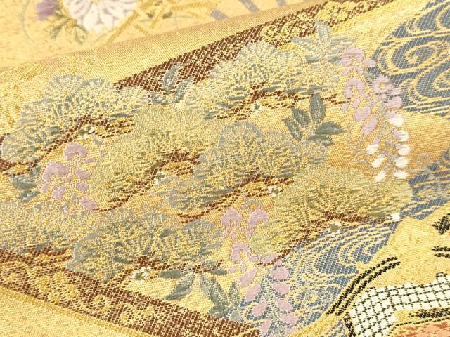 平和屋本店●西陣　長嶋成織物　六通柄袋帯　屏風御草文　本金箔　瀞金錦　正絹　逸品　DABI4861sf