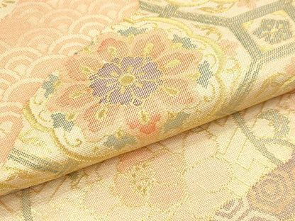平和屋本店▼六通柄袋帯　手織佐賀錦　正倉院花唐草文　純金箔　正絹　逸品　DABI4864sf