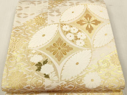 平和屋本店▼六通柄袋帯　つづれ　七宝花文　本金　正絹　逸品　DABI4866sf