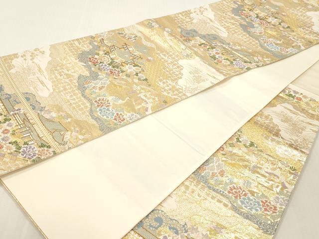 平和屋本店▼六通柄袋帯　長谷の庭園　九百　本金箔　正絹　逸品　DABI4868sf