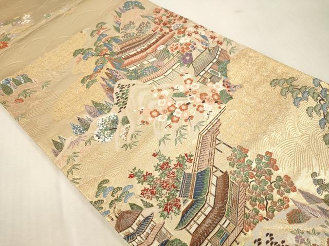 平和屋本店▼六通柄袋帯　秀花風彩紋　本金糸　正絹　逸品　DABI4869sf