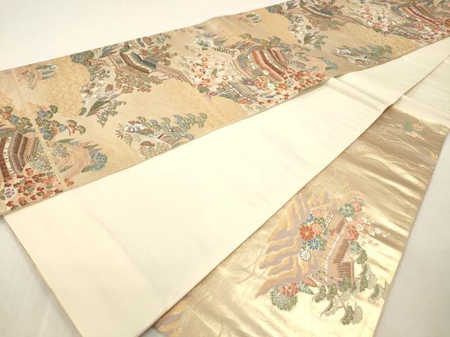平和屋本店▼六通柄袋帯　秀花風彩紋　本金糸　正絹　逸品　DABI4869sf