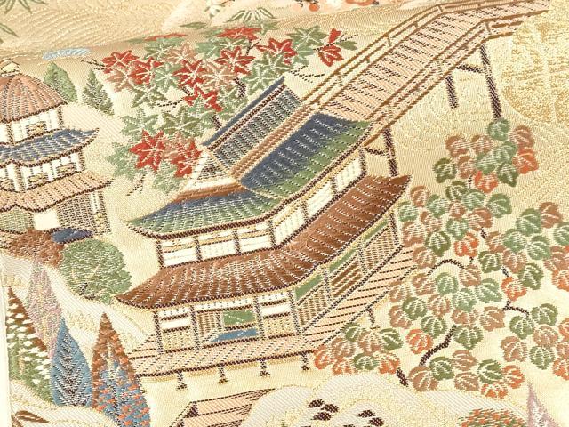 平和屋本店▼六通柄袋帯　秀花風彩紋　本金糸　正絹　逸品　DABI4869sf