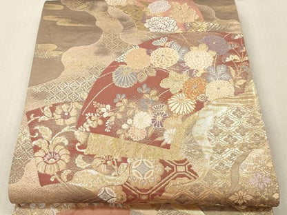 平和屋本店▼六通柄袋帯　装匠錦　純金箔二重織　正絹　逸品　DABI4870sf