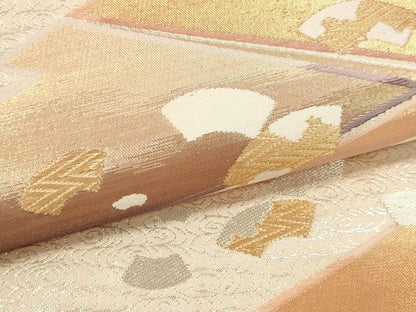 平和屋本店▼六通柄袋帯　輝彩錦　舞地紙文　本金箔　正絹　逸品　DABI4871sf