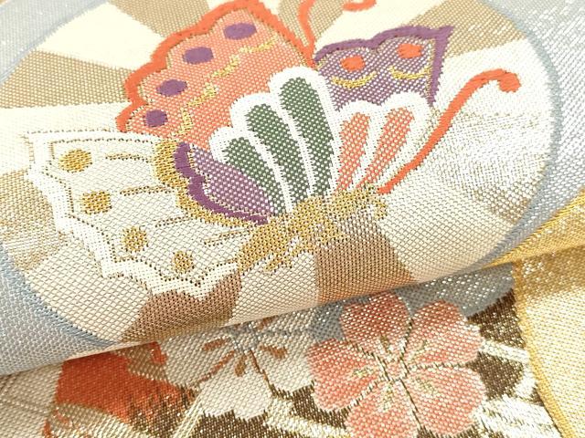 平和屋本店▼佐賀錦　六通柄袋帯　幻彩　花蝶丸文　純金箔二重織　正絹　逸品　DABI4874sf