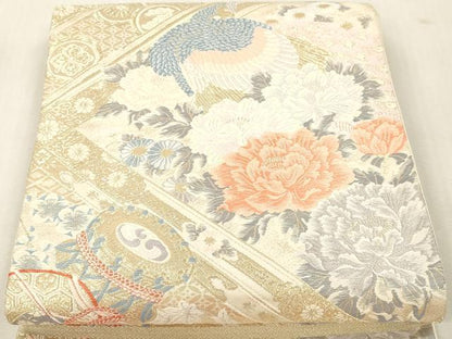 平和屋本店▼六通柄袋帯　弐拾四金二重織　正絹　逸品　DABI4879sf