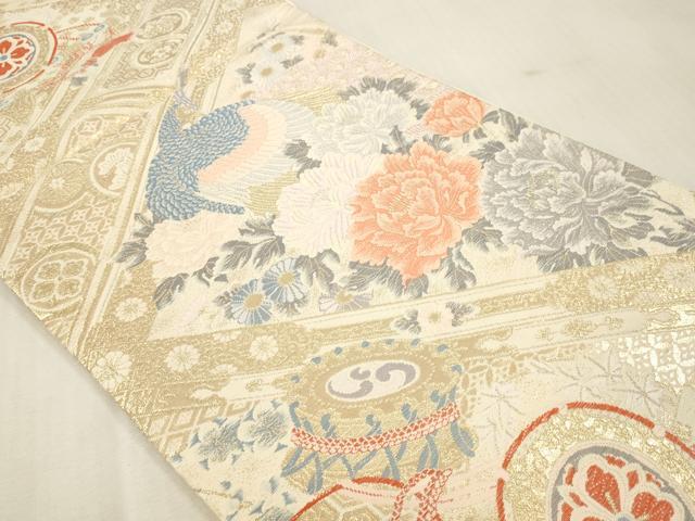 平和屋本店▼六通柄袋帯　弐拾四金二重織　正絹　逸品　DABI4879sf