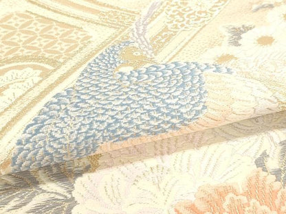 平和屋本店▼六通柄袋帯　弐拾四金二重織　正絹　逸品　DABI4879sf