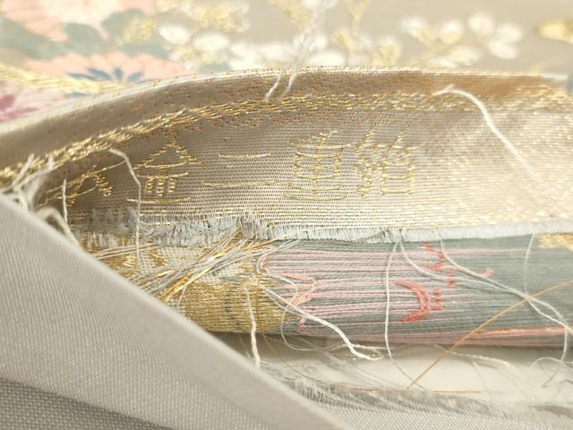 平和屋本店▼六通柄袋帯　景色花鳥文　本金二重箔　正絹　逸品　DABI4880sf