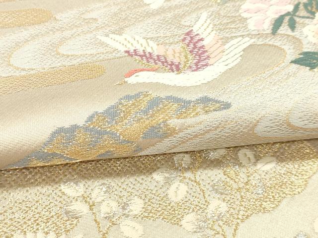 平和屋本店▼六通柄袋帯　景色花鳥文　本金二重箔　正絹　逸品　DABI4880sf