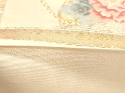 平和屋本店▼六通柄袋帯　扇取熨斗文　本金二重箔　正絹　逸品　DABI4882sf