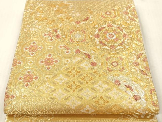 平和屋本店▼六通柄袋帯　正倉院花文　純金二重箔　正絹　逸品　DABI4884sf