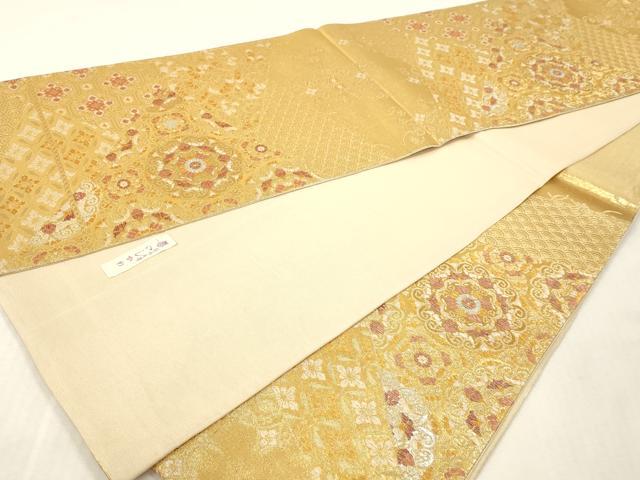 平和屋本店▼六通柄袋帯　正倉院花文　純金二重箔　正絹　逸品　DABI4884sf