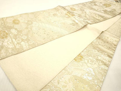 平和屋本店▼六通柄袋帯　御所車花文　24金　正絹　逸品　DABI4885sf