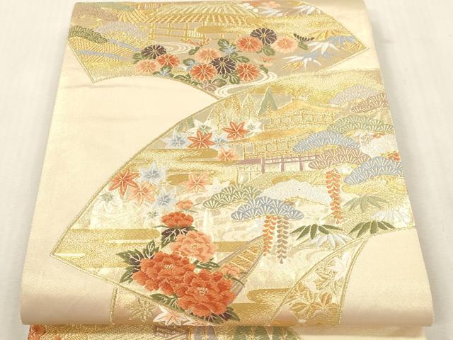 平和屋本店▼六通柄袋帯　王華　京の百景　本金箔　正絹　逸品　DABI4893sf