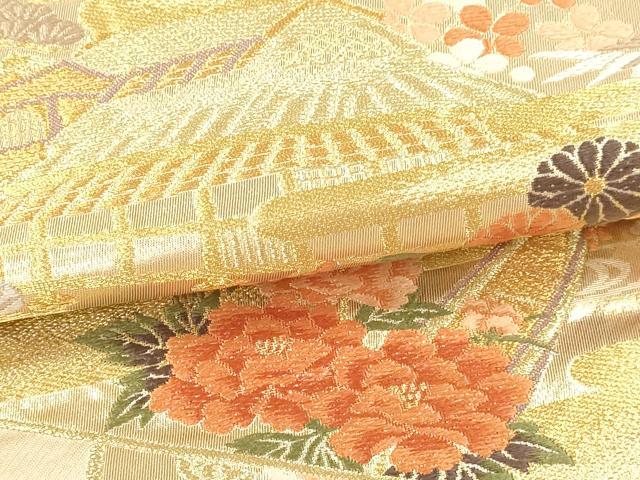 平和屋本店▼六通柄袋帯　王華　京の百景　本金箔　正絹　逸品　DABI4893sf