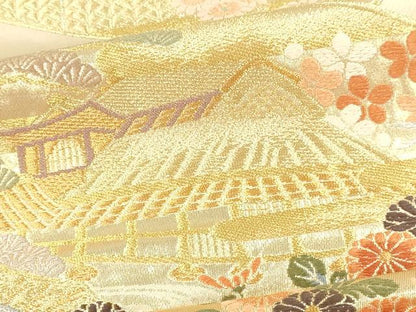 平和屋本店▼六通柄袋帯　王華　京の百景　本金箔　正絹　逸品　DABI4893sf