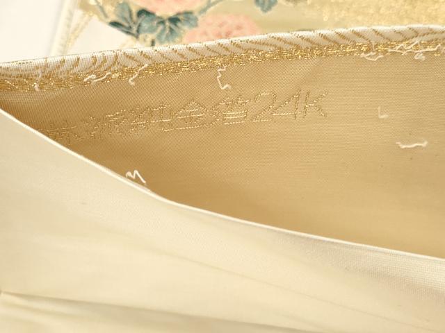 平和屋本店▼六通柄袋帯　扇面草花文　琳派純金箔24Ｋ　正絹　逸品　DABI4895sf