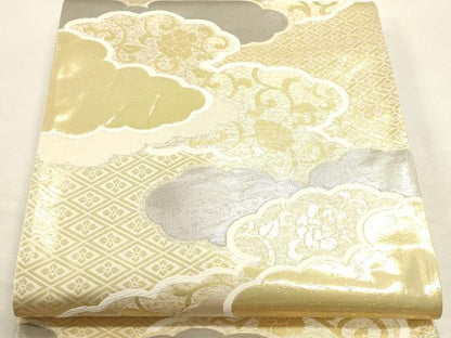 平和屋本店▼六通柄袋帯　花唐草文　本金プラチナ箔　正絹　逸品　DABI4898sf