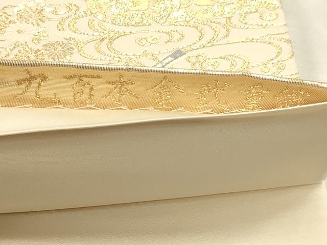 平和屋本店▼六通柄袋帯　鏡裏楽器文　九百本金弐重織　正絹　逸品　DABI4905sf