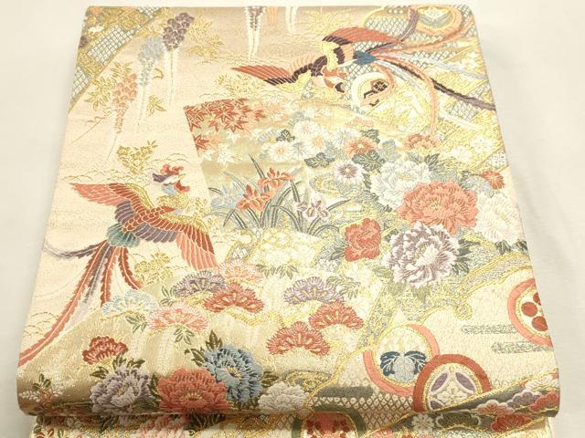 平和屋本店▼六通柄袋帯　九百錦　麗華扇面錦　本金箔　正絹　逸品　DABI4909sf