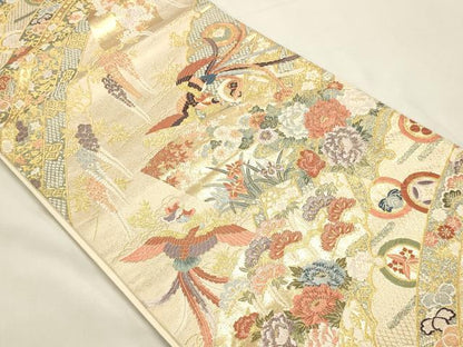平和屋本店▼六通柄袋帯　九百錦　麗華扇面錦　本金箔　正絹　逸品　DABI4909sf