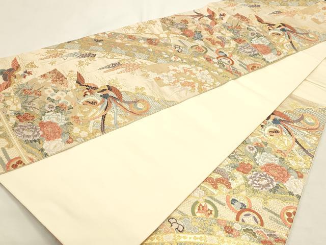 平和屋本店▼六通柄袋帯　九百錦　麗華扇面錦　本金箔　正絹　逸品　DABI4909sf
