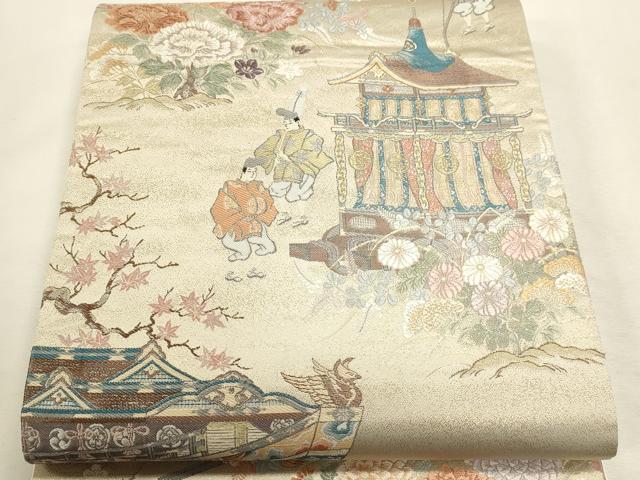 平和屋本店▼六通柄袋帯　古都の祭　純金箔　正絹　逸品　DABI4913sf