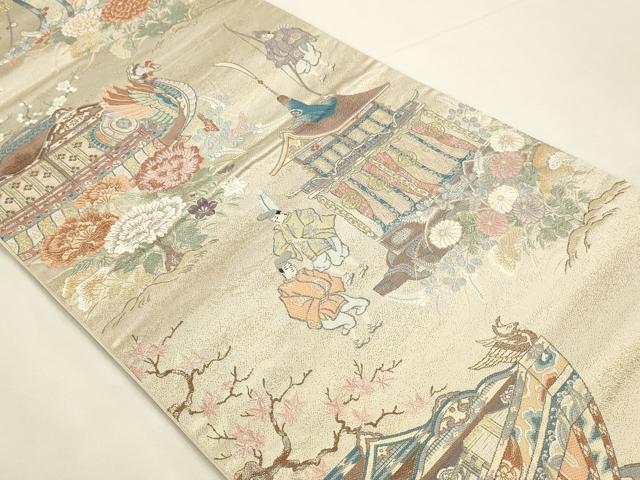 平和屋本店▼六通柄袋帯　古都の祭　純金箔　正絹　逸品　DABI4913sf