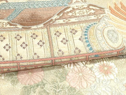 平和屋本店▼六通柄袋帯　古都の祭　純金箔　正絹　逸品　DABI4913sf
