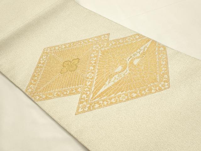 平和屋本店▼西陣　太鼓柄袋帯　つづれ織　松鶴菱取文　本金箔24ｋ　証紙付き　正絹　逸品　DABI4916sf