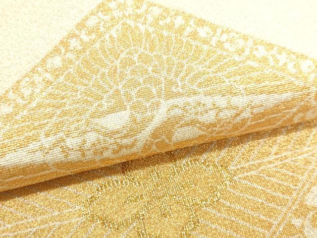 平和屋本店▼西陣　太鼓柄袋帯　つづれ織　松鶴菱取文　本金箔24ｋ　証紙付き　正絹　逸品　DABI4916sf