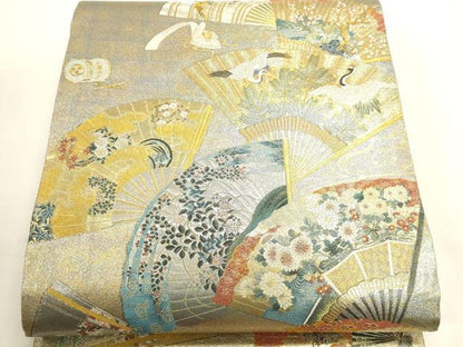 平和屋本店▼西陣あさぎ　両面　全通全景柄袋帯　徳川美術館秘蔵　24金プラチナ二重箔　正絹　逸品　DABI4921sf