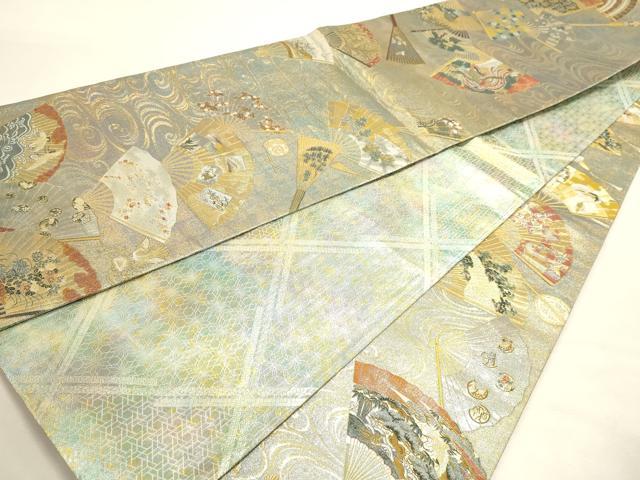 平和屋本店▼西陣あさぎ　両面　全通全景柄袋帯　徳川美術館秘蔵　24金プラチナ二重箔　正絹　逸品　DABI4921sf