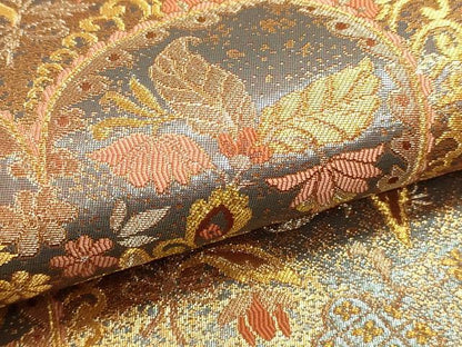 平和屋本店▼六通柄袋帯　貴賓はく　草花文　本金箔二重　正絹　逸品　DABI4922sf
