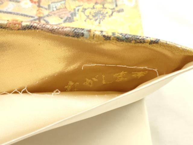 平和屋本店▼西陣　長嶋成織物　ながしま帯　六通柄袋帯　唐織　京の屏風絵　本金箔　正絹　逸品　DABI4927sf