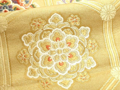 平和屋本店▼六通柄袋帯　唐織　正倉院花文　純金箔　正絹　逸品　DABI4929sf