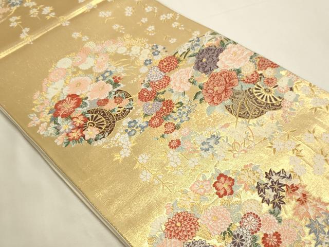 平和屋本店▼六通柄袋帯　唐織　錦織加賀　花車文　本金箔　正絹　逸品　DABI4931sf
