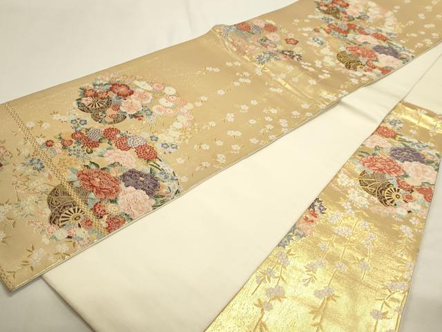 平和屋本店▼六通柄袋帯　唐織　錦織加賀　花車文　本金箔　正絹　逸品　DABI4931sf