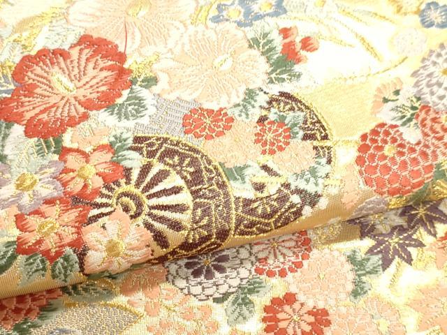 平和屋本店▼六通柄袋帯　唐織　錦織加賀　花車文　本金箔　正絹　逸品　DABI4931sf