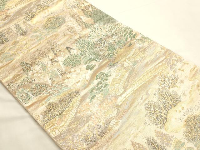 平和屋本店▼西陣　六通柄袋帯　都路遊歩　本金箔二重織　正絹　逸品　DABI4936sf　　