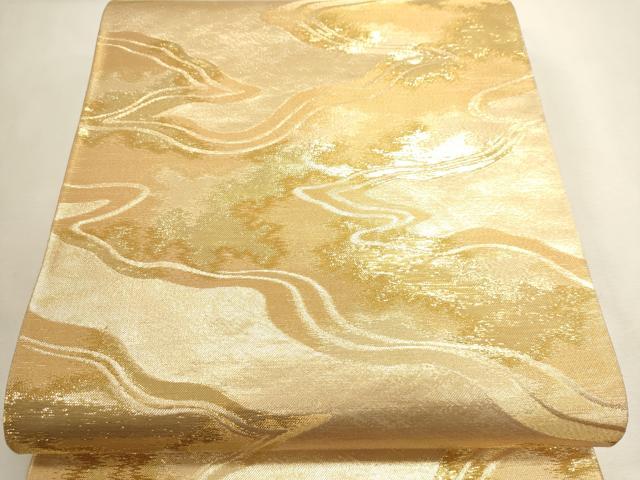 平和屋本店▼六通柄袋帯　霞文　純金二重箔　正絹　逸品　DABI4938sf