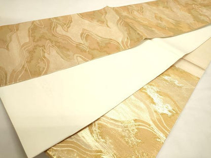 平和屋本店▼六通柄袋帯　霞文　純金二重箔　正絹　逸品　DABI4938sf