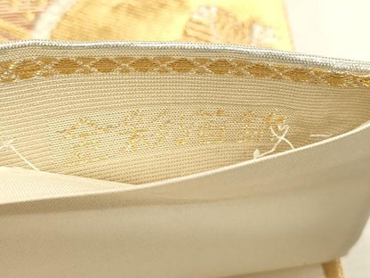 平和屋着物▼六通柄袋帯　雲取り正倉院文　金彩箔錦　正絹　逸品　DABI4939sf