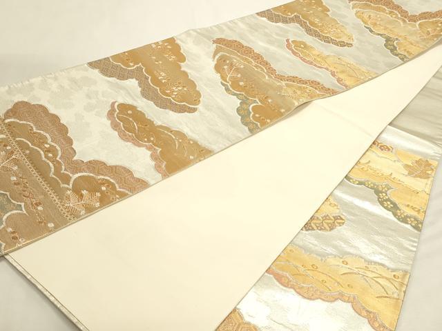 平和屋着物▼六通柄袋帯　雲取り正倉院文　金彩箔錦　正絹　逸品　DABI4939sf