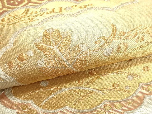 平和屋着物▼六通柄袋帯　雲取り正倉院文　金彩箔錦　正絹　逸品　DABI4939sf